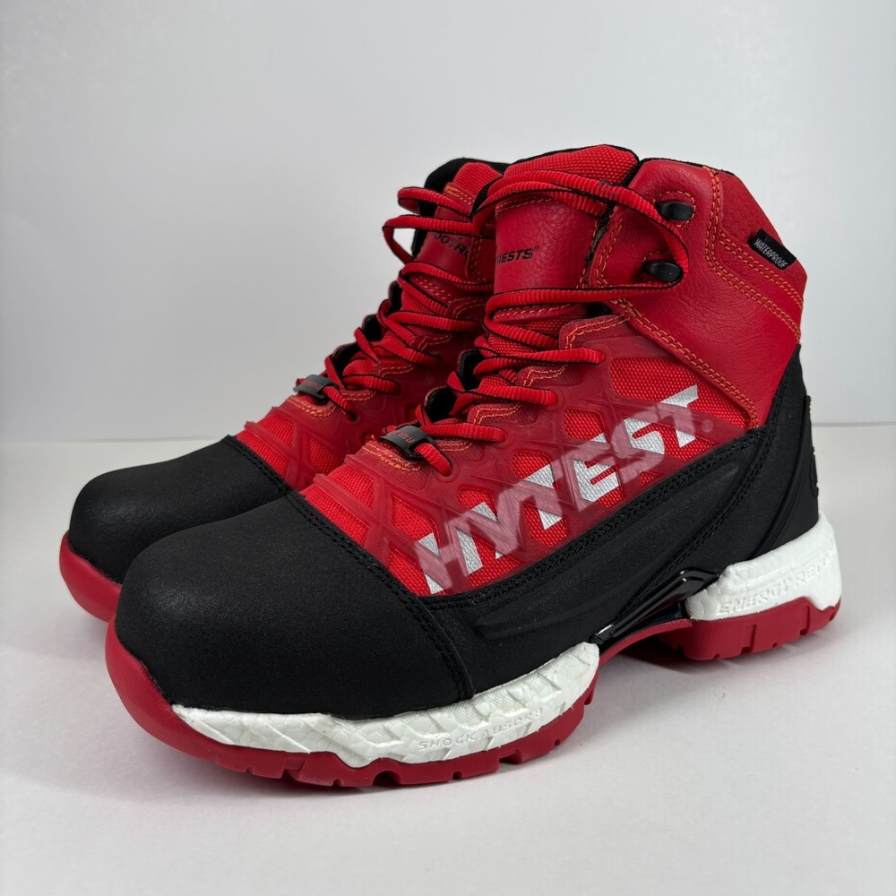 Hytest FootRests 2.0 Charge Men's 8.5D Red Waterproof Nano Toe Work Boots K23343